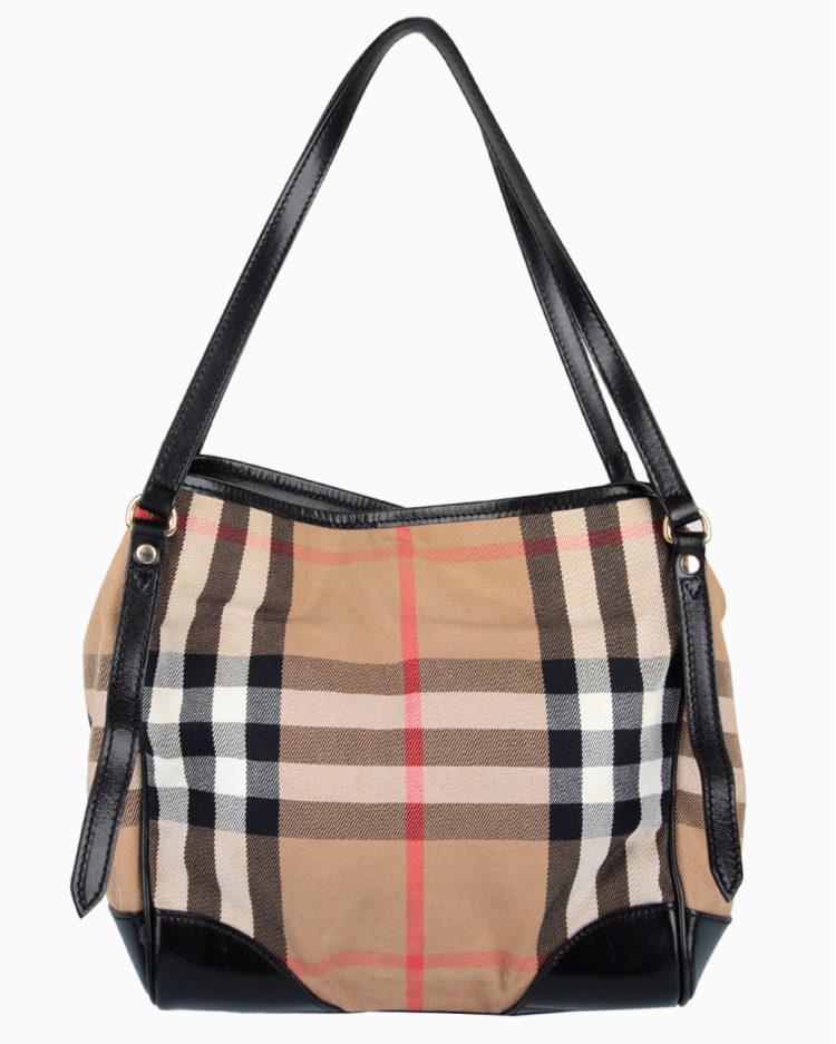 Bolsa Burberry Original Bridle Canterbury House Check Preta Feminina